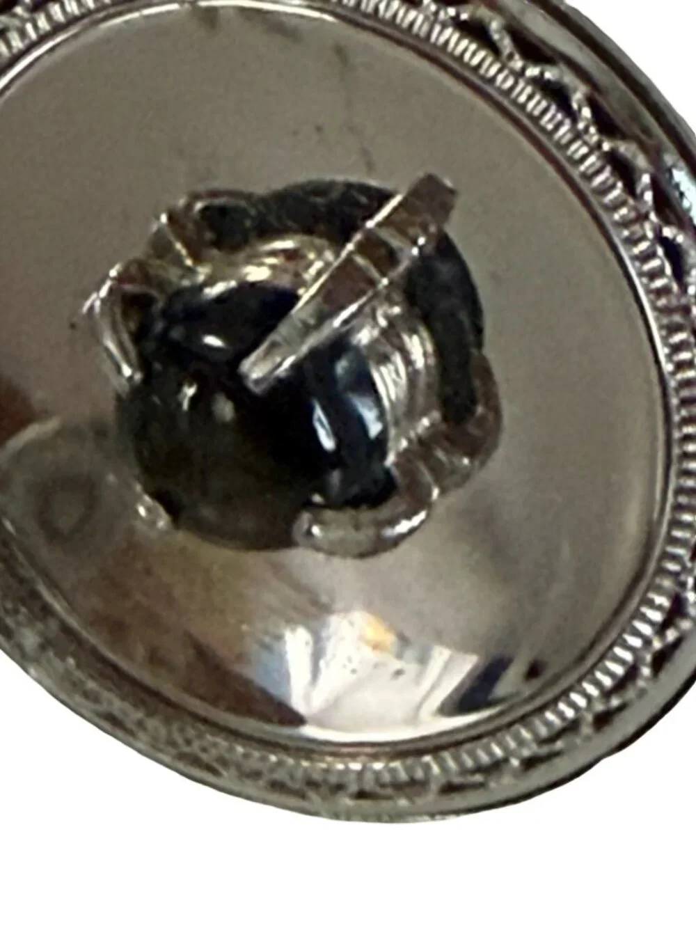 Vintage Silver Tone Black Stone Cufflinks & Tie Tack Set Mid Century Formal Jewe